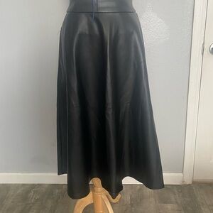 Voodoo Vixen Black A-Line Leather Skirt